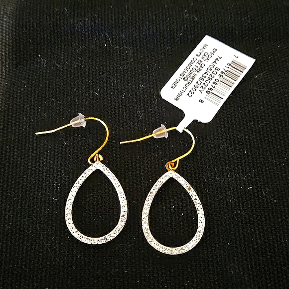 Open tear drop earrings, 14kt YG over Sterling Silver, NEW